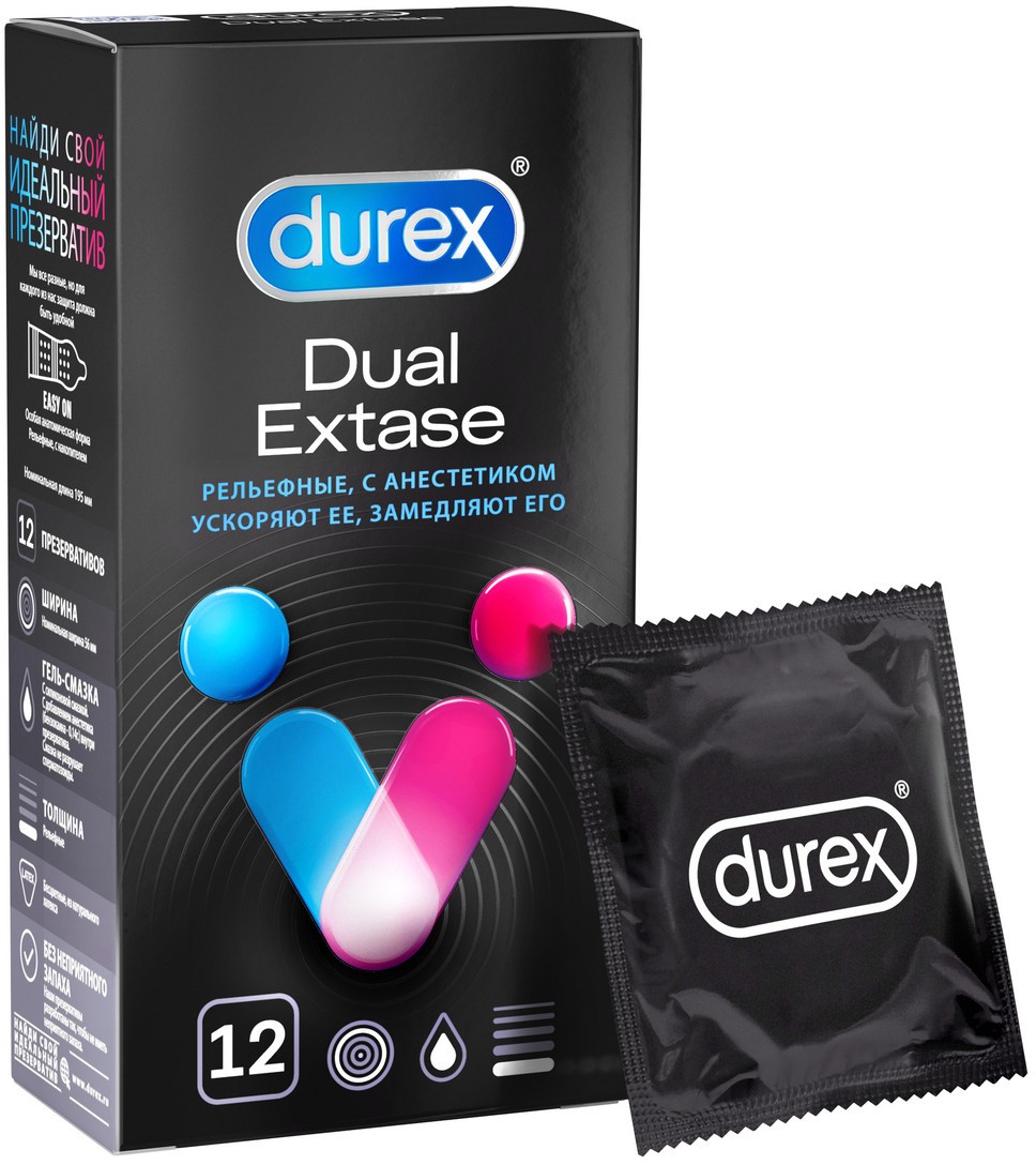 Презервативы Durex Dual Extase 12шт — в каталоге на сайте Магнит Косметик |  Москва и вся Россия