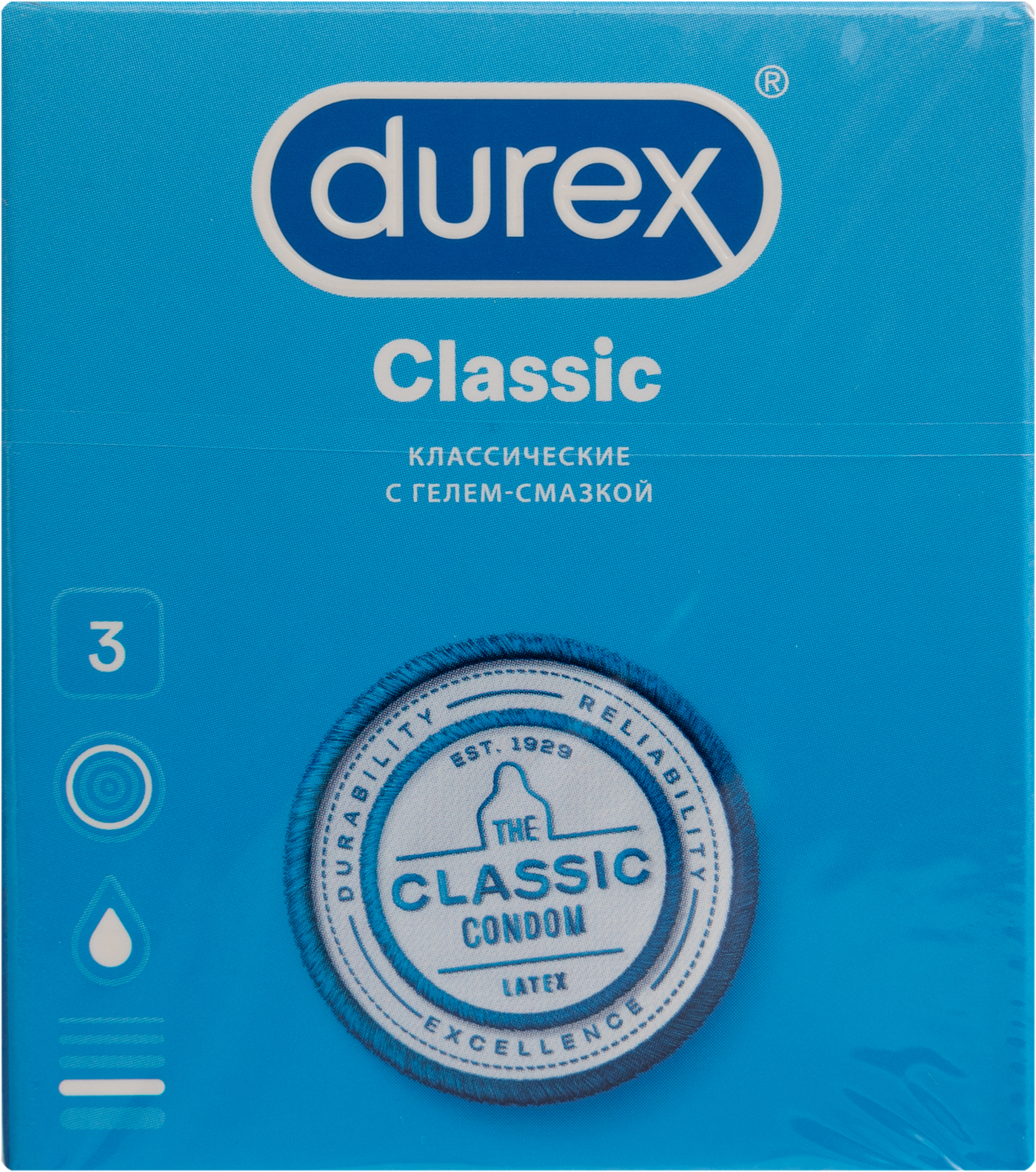 Презервативы Durex Classic 3шт — в каталоге на сайте Магнит Косметик |  Москва и вся Россия