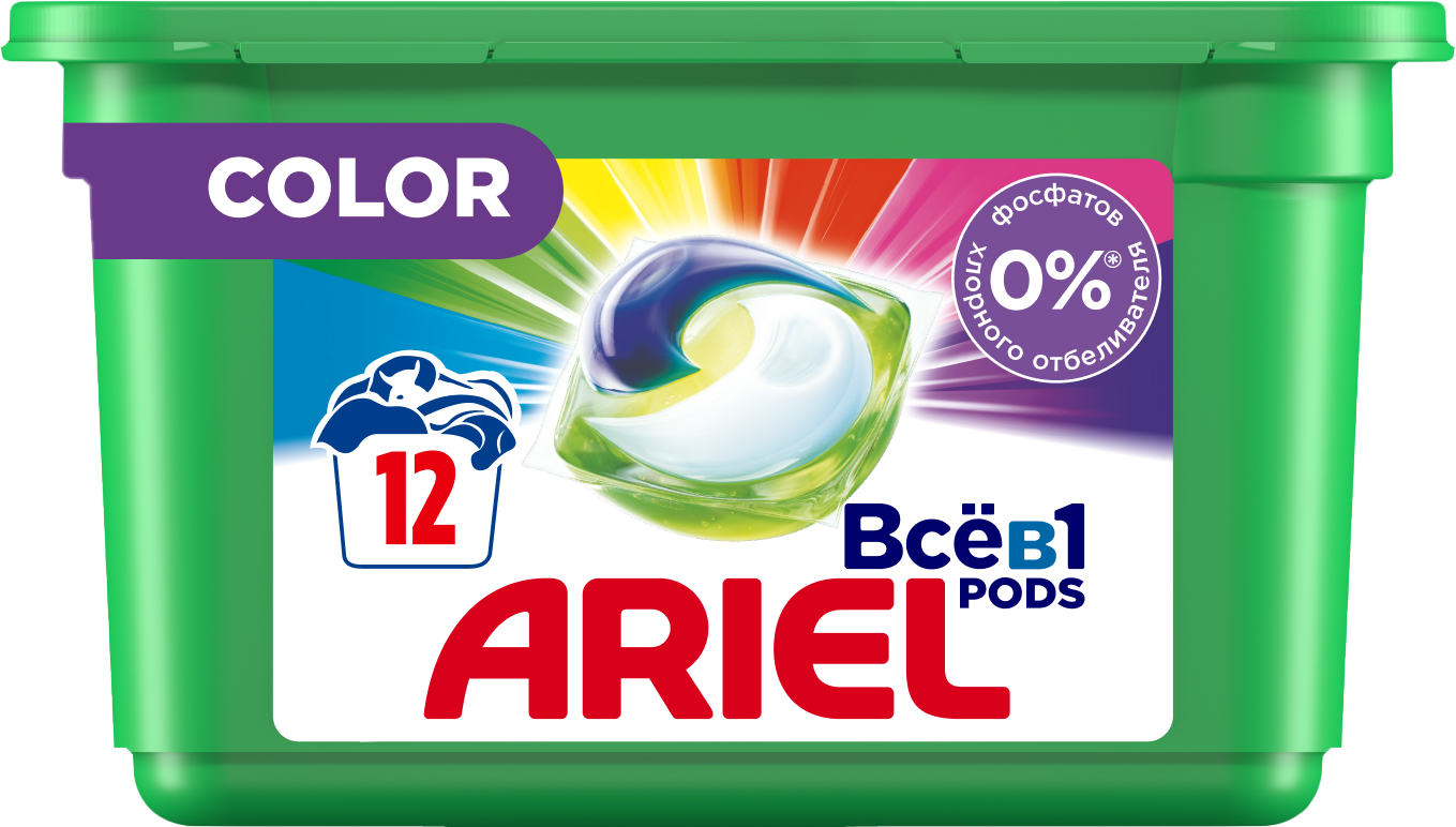 Капсулы для стирки Ariel Все в 1 Pods Color 12шт — в каталоге на сайте  Магнит Косметик | Краснодар