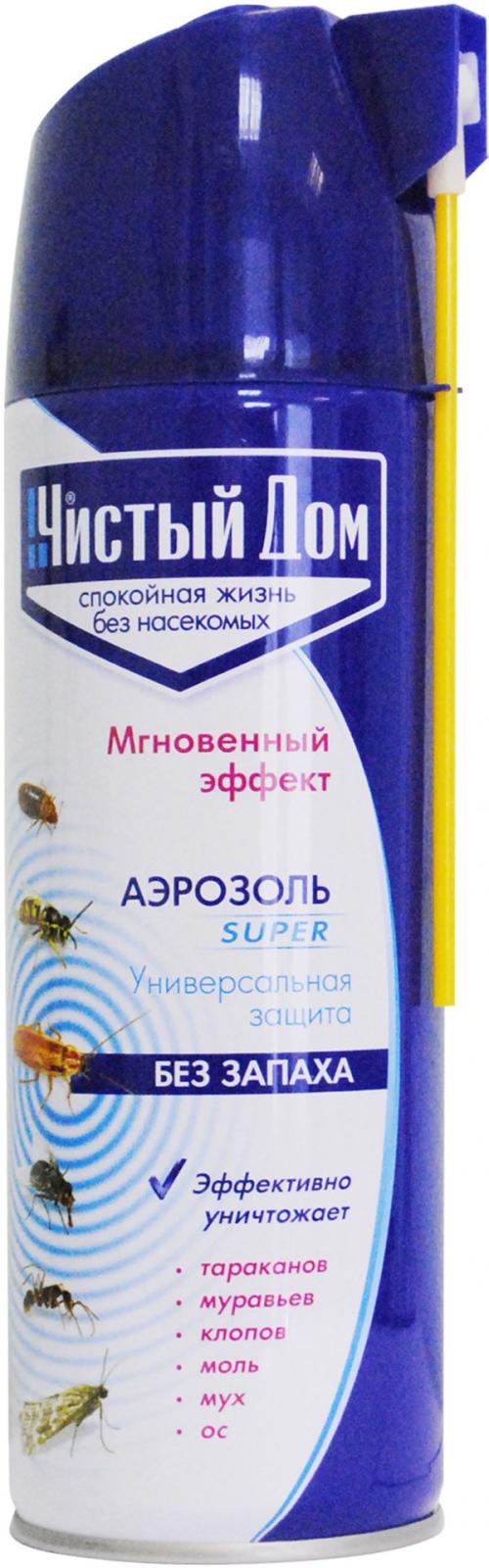 Аэрозоль от насекомых Чистый дом Super Универсальная защита 400мл — в  каталоге на сайте Магнит Косметик | Краснодар