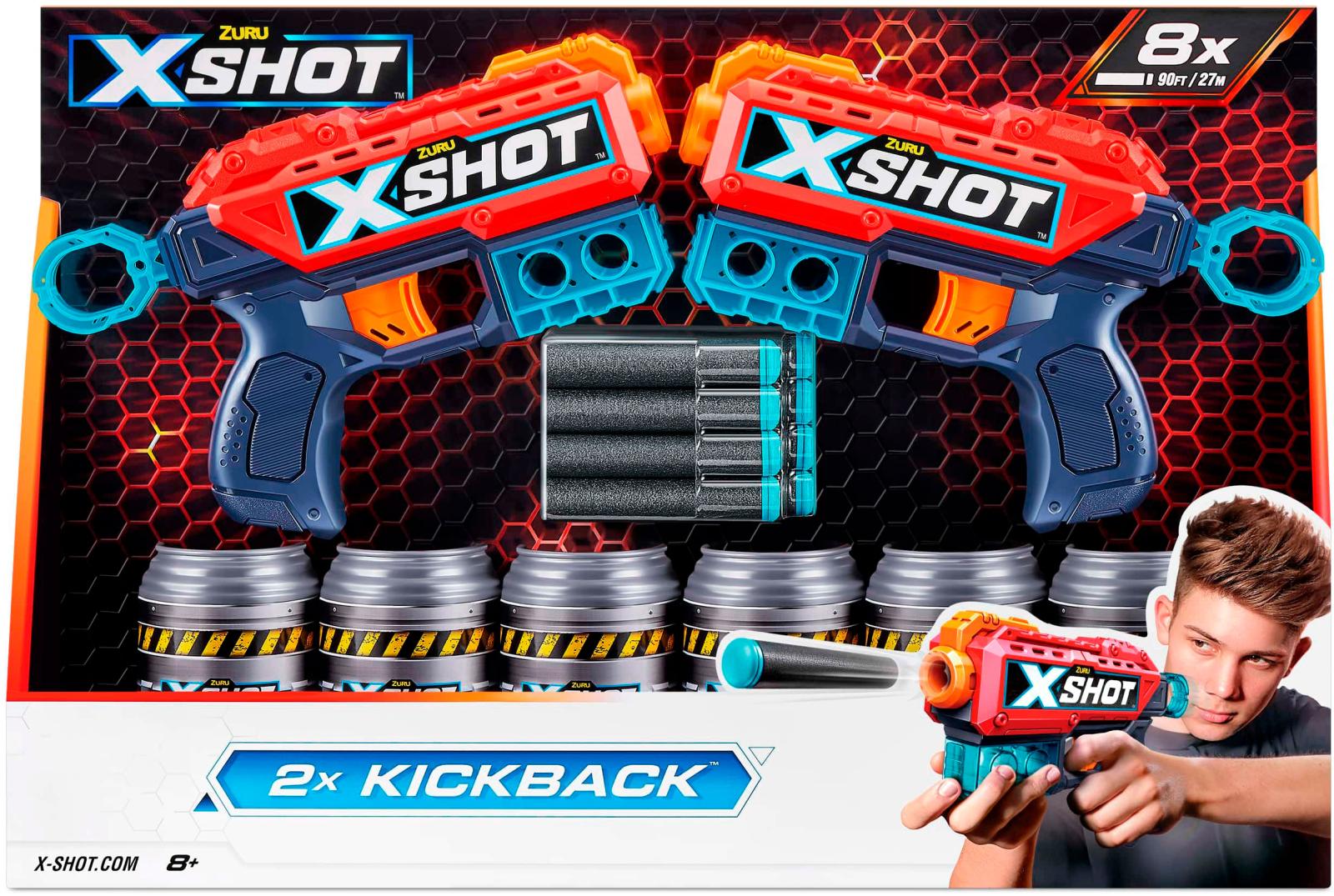 Набор бластеров X-Shot Kickback 2шт 500г 20*13*4см — в каталоге на сайте  сети Магнит | Краснодар