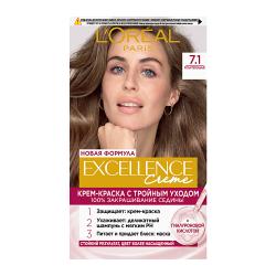 Отзывы на Стойкая крем-краска для волос L’Oréal Paris Excellence оттенок 7.1 Русый пепельный