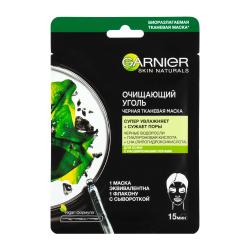 Отзывы на Маска для лица Garnier черная тканевая Очищающий уголь + Черные водоросли с гиалуроновой кислотой увлажняющая сужающая поры 28г